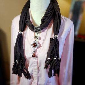 Scarf with accessories dark brown capital new with tags